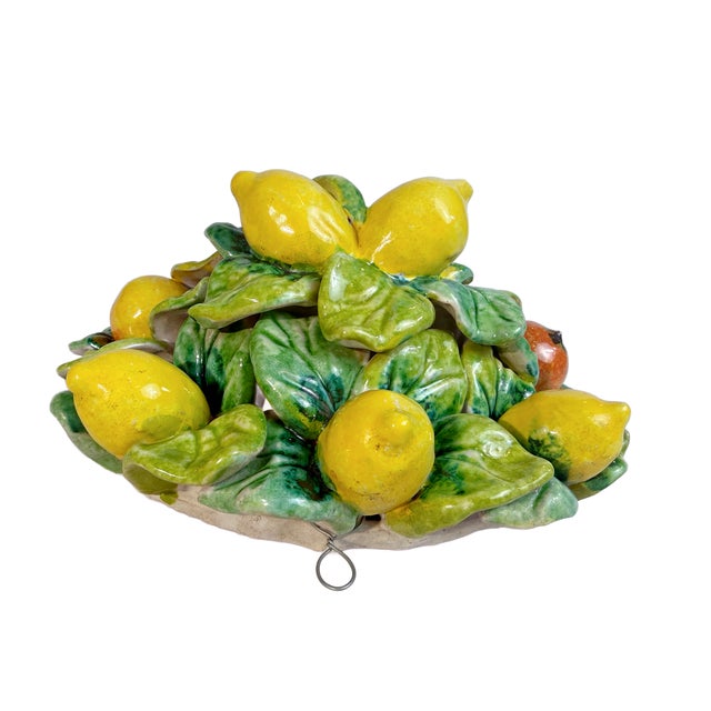 Vintage Sicilian Ceramic Lemon & Citrus Wall Mask Sculpture For Sale - Image 11 of 11