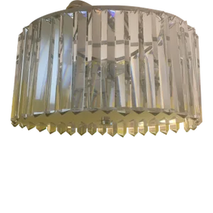 Venini - Style Crystal Prism and Chrome Oval Chandelier