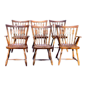 Pennsylvania House Colonial Cattail Back Maple Dining Chairs- Set of 6