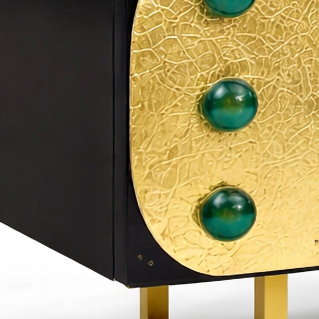 Italian Sideboard with Gilt Panels and Green Glass Details from Justfurnituress SRL For Sale - Image 14 of 15