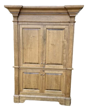 Monumental Blonde Wood Armoire Cabinet