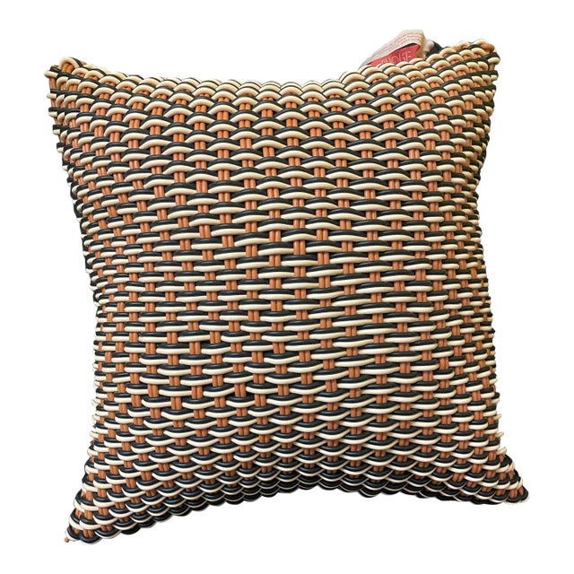 Shore Studios "Moonstone" Bold Weave Woven Silicone Outdoor/Indoor Floor Pillow For Sale