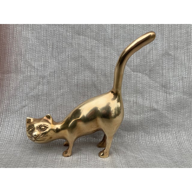Mid 20th Century Brass Mid Century Cat Figure For Sale - Image 5 of 13