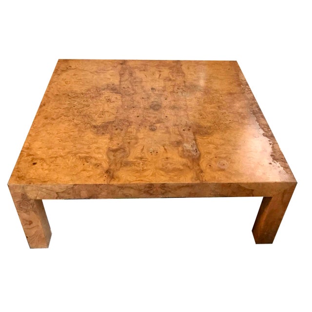 1970s MidCentury Modern Burl Wood Square Coffee Table Chairish