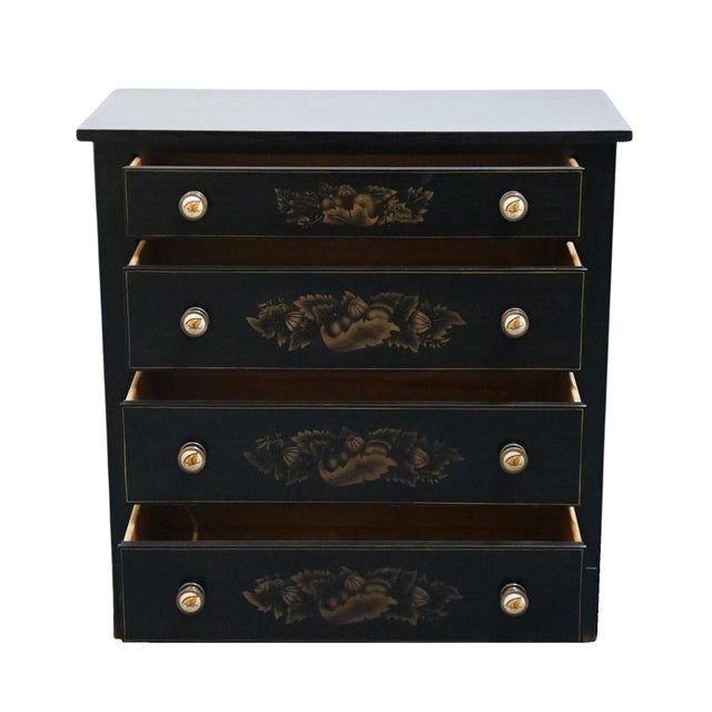 Late 20th Century Genuine Hitchcock Black Hand-Painted 32" Four Drawer Chest 801 For Sale - Image 5 of 13
