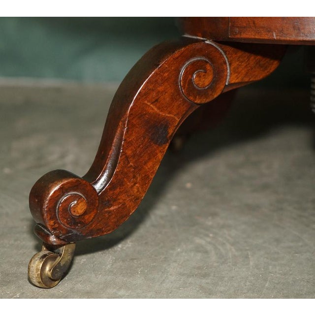 Antique Captain's Desk Chair in Brown Leather, 1880 For Sale - Image 11 of 18