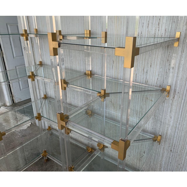 Mid 20th Century Brass, Lucite and Glass Étagère with Five Shelves For Sale In Miami - Image 6 of 18