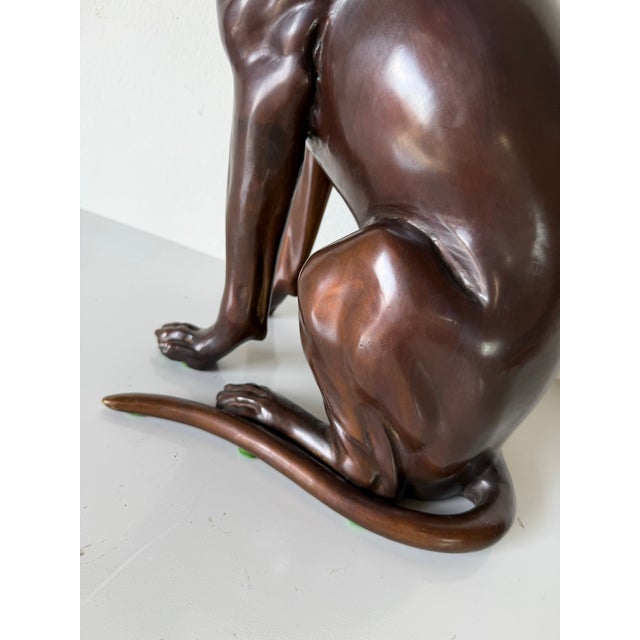 Vintage Life-Size Bronze Sitting Dog Sculpture For Sale In Miami - Image 6 of 12
