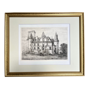 Antique French Etching of Château De Rochecotte. 1870 by E. Sadaux.