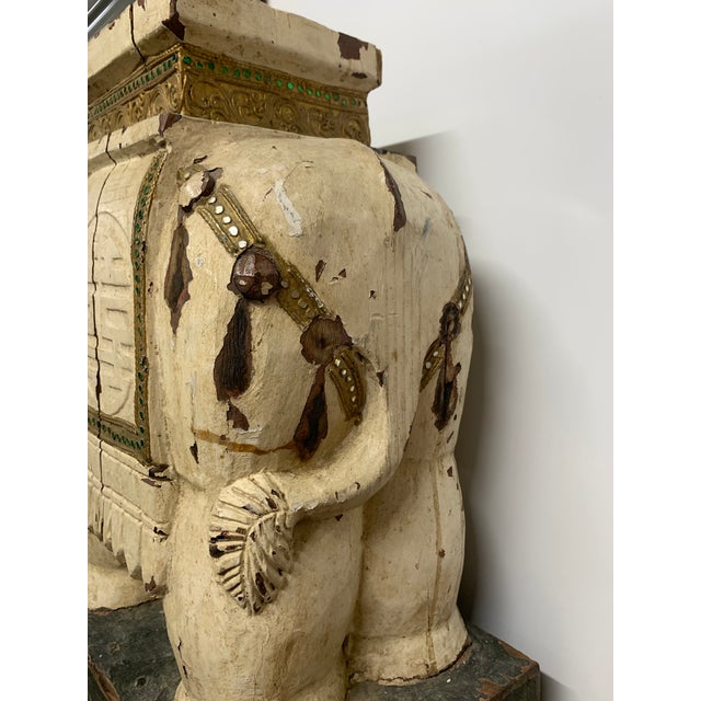 Wood Late 19th Century Heavily Distressed Carved Wooden Elephant Plant Stand For Sale - Image 7 of 8
