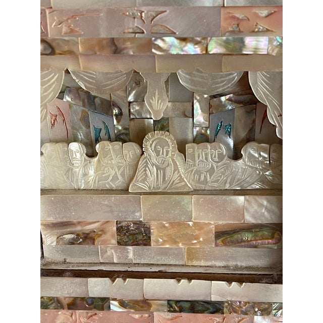 Antique Mother of Pearl Last Supper Religious Diorama For Sale - Image 4 of 6