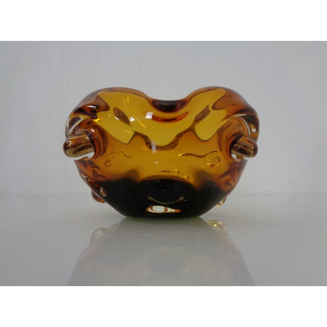Amber and Green Murano Glass Ashtray, Italy, 1960s For Sale - Image 6 of 15