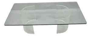 Mid-Century Modern Curved Lucite Double Pedestal Rectangular Glass Coffee Table