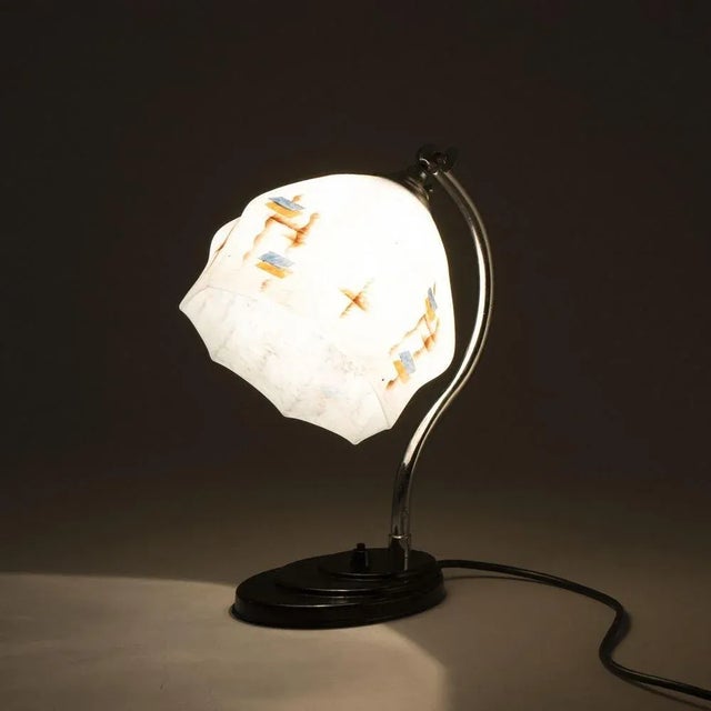 Art Deco Geometric Shade Swan Neck Table Lamp, 1930s For Sale - Image 3 of 10