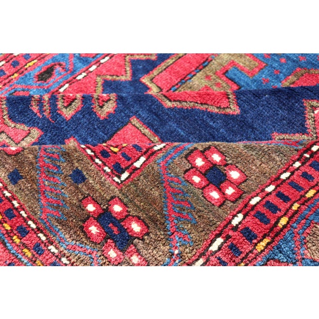 Antique Caucasian Kazak Rug With Bold Geometric Tribal Medallion Design For Sale - Image 15 of 16