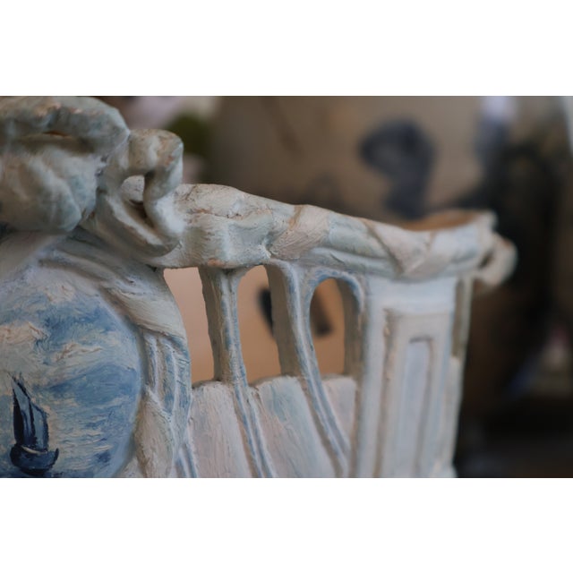 Antique 1800's French Toul-Bellevue j.a. Blue & Ivory Pierced Faience Centerpiece Basket For Sale - Image 18 of 18