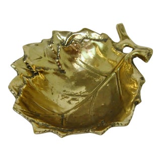 Vintage Leaf-Shape Trinket Bowl For Sale