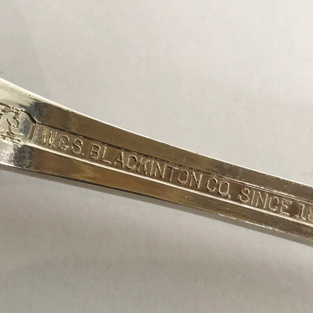 Metal J.E.Caldwell & Co. Philidelphia Silver Plate Salad Serving Fork and Spoon Set For Sale - Image 7 of 11