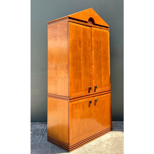 Contemporary Vintage Hickory White Pediment Armoire For Sale - Image 3 of 12