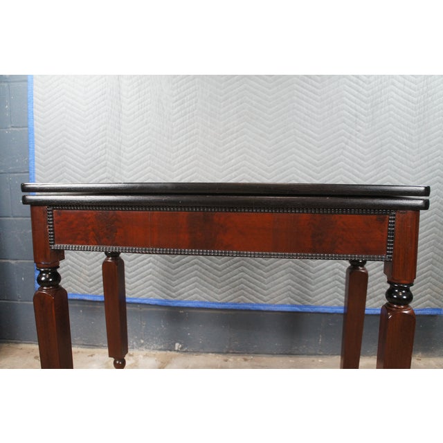 Antique Victorian Empire Ebonized Mahogany Flip Top Game Card Parlor Table For Sale - Image 9 of 16