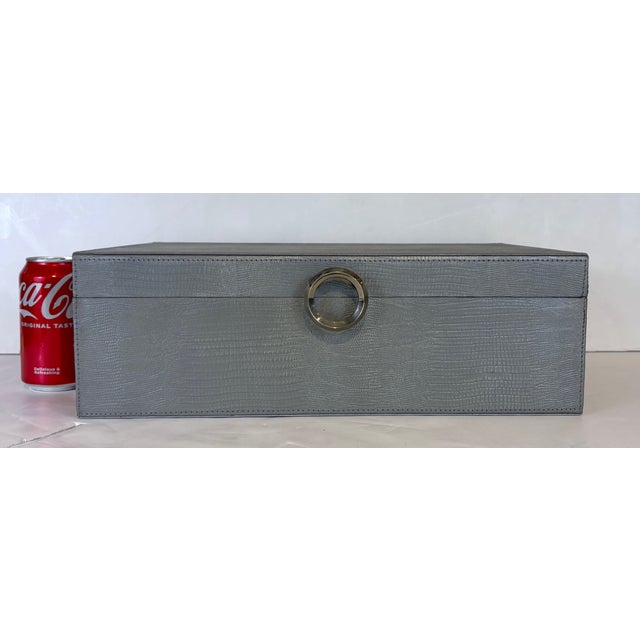 Modern Interlude Home Modern Silver Faux Snake Skin Jewelry Box For Sale - Image 3 of 7