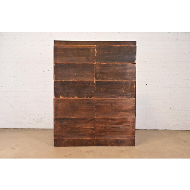 Antique Arts & Crafts Tiger Oak Double Five-Stack Barrister Bookcase, Circa 1900 For Sale - Image 13 of 14