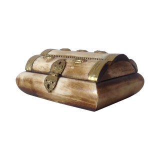 Moorish Bone And Brass Lidded Keepsake Box For Sale