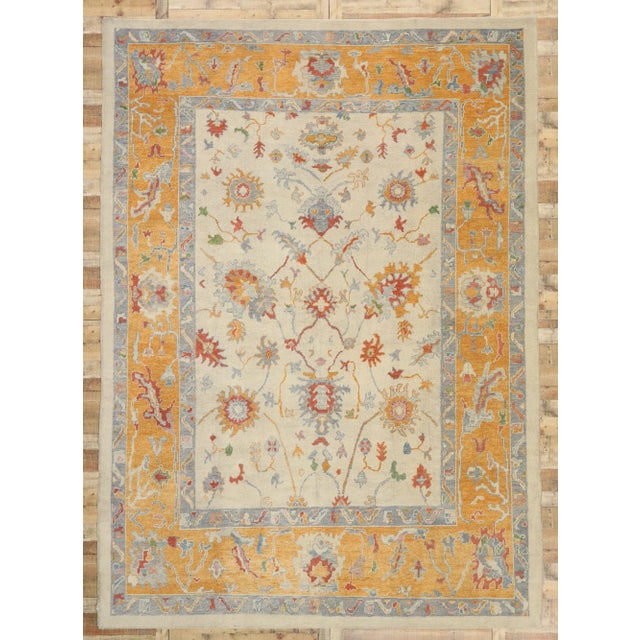 Light Gray Large Turkish Oushak Rug - 10'10 X 15'01 For Sale - Image 8 of 9