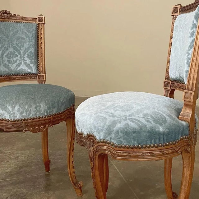 Wood Pair 19th Century French Louis XVI Walnut Salon Chairs For Sale - Image 7 of 13