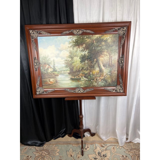 An absolute masterpiece of grand scale and traditional elegance. This massive 45 by 33 inch original oil painting depicts...