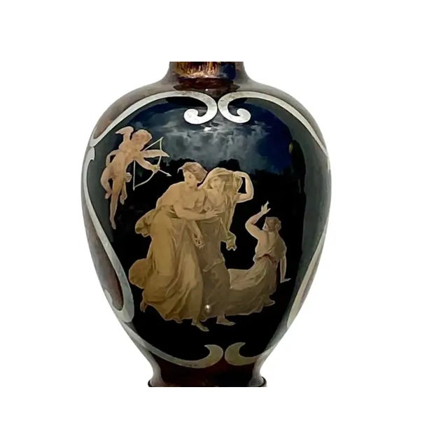 Vintage Regency Italian Reverse Painted Glass Lamp After Fornasetti For Sale - Image 12 of 12