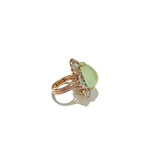 Bochic "Capri" Vintage Natural Aquamarine Ring Set In 18K White Gold & Silver For Sale - Image 13 of 18