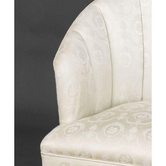 Contemporary White Silk Brocade Upholstered Tub Chair For Sale - Image 3 of 7