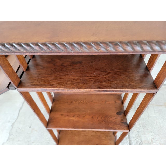 Arts & Crafts / Mission Oak Revolving Bookcase With Adjustable Book Display For Sale - Image 10 of 18