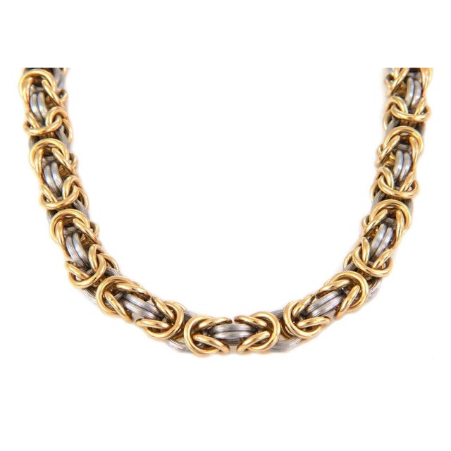 The Rom Germany 18k Gold & Platinum Byzantine Link Necklace is a luxurious piece of fine jewelry that is both stylish and...