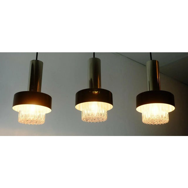 Mid-Century Modern Mid-Century Modern Black Bubble Glass Chrome Metal Pendant Lamp, 1960s For Sale - Image 3 of 11