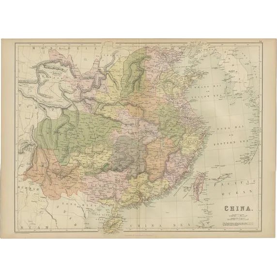 Antique Map of China by A & C, 1870 For Sale