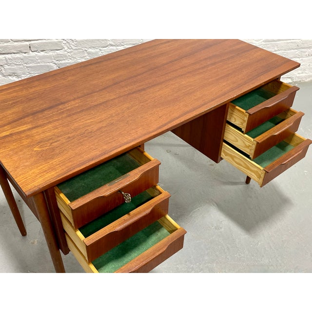 1960s Apartment Sized Mid Century Modern Danish Teak Desk, C. 1960's For Sale - Image 5 of 15