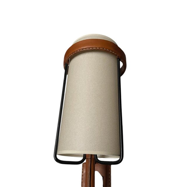 Stitched Leather Sconces by Jacques Adnet, 1950s, Set of 2 For Sale - Image 6 of 10