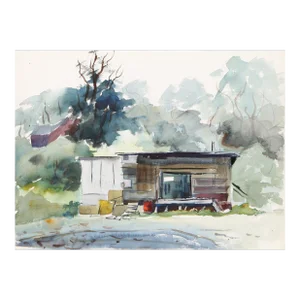 1960s "Hut P4.2" Watercolor Painting by Eve Nethercott