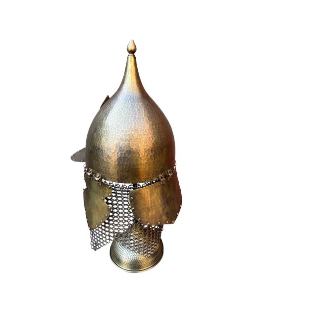 Brass Hand Hammered Brass Warrior Helmet For Sale - Image 8 of 13