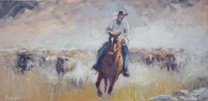 Sean Wu Original Oil Painting of Cowboy