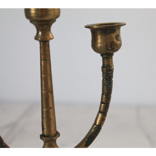 Vintage Brass Three Arm Candelabra For Sale In Milwaukee - Image 6 of 6