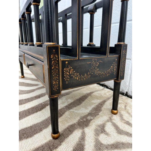 English Vintage Maitland-Smith Style Ebony and Gilt Wood Canterbury For Sale - Image 3 of 12
