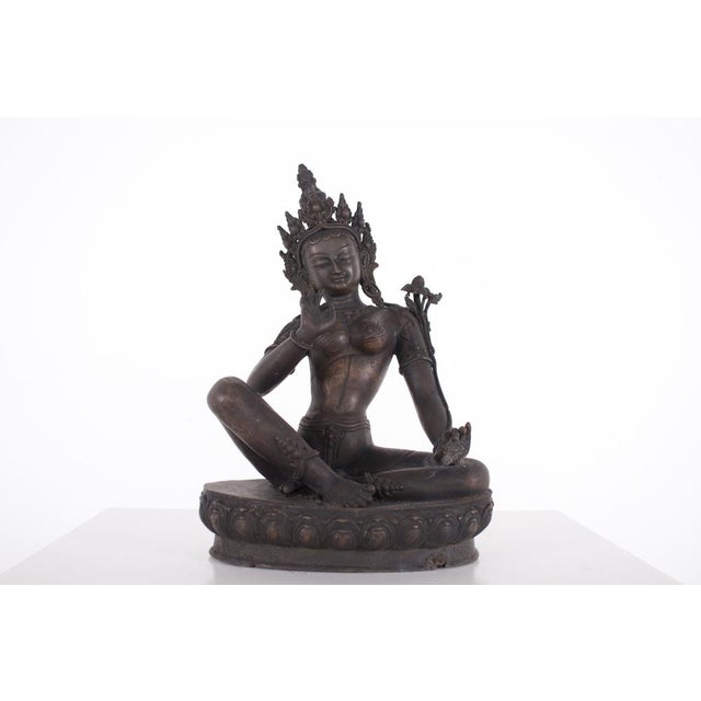 19th Century Copper Alloy Statue of a Nepalese Female Deity For Sale - Image 6 of 6