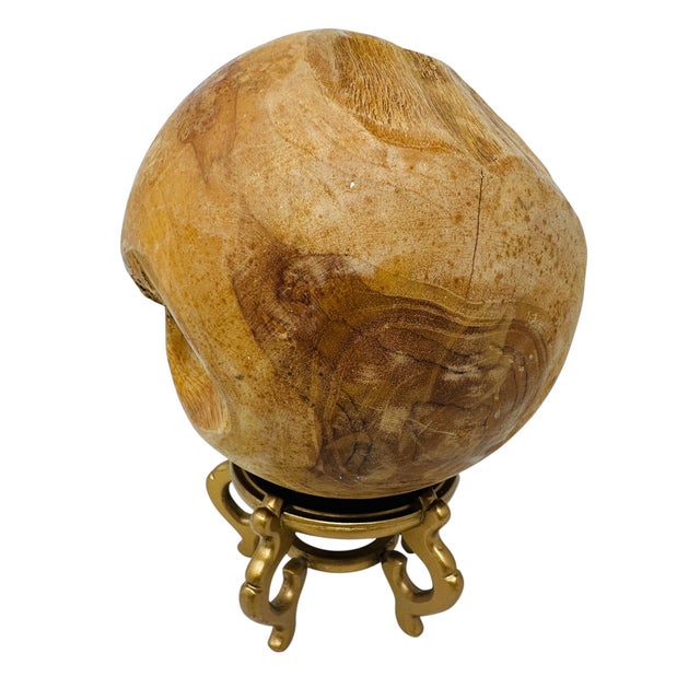 2000 - 2009 Vintage Early 2000s Solid Teak Root Hand-Carved Decorative 7.5" Sphere For Sale - Image 5 of 9