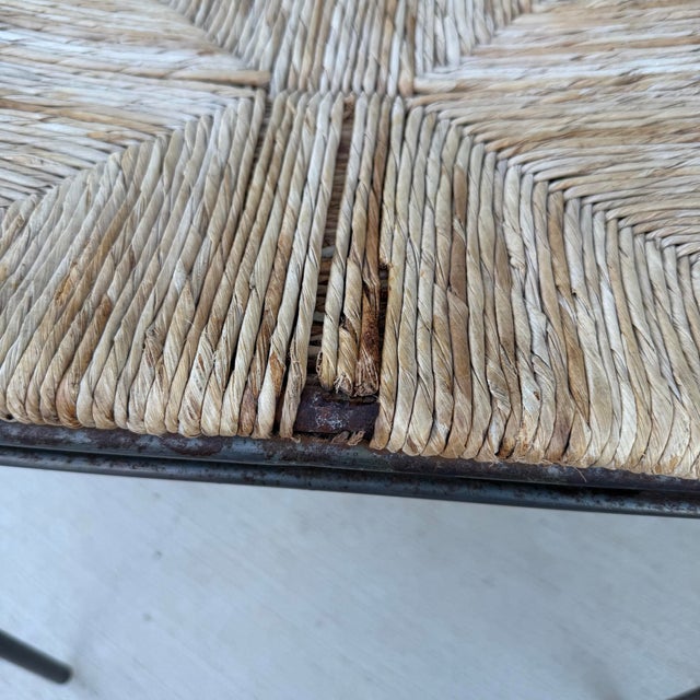 Mid 20th Century Steel and Rush Curved Armchairs Stackable Set of 6 For Sale - Image 11 of 12