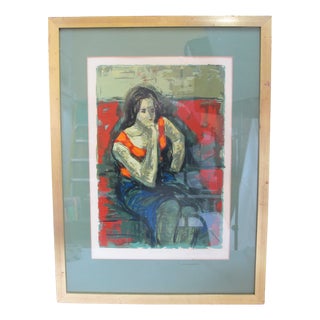 Jan De Ruth Signed Limited Ed Framed Daydream Female Portrait Lithograph Print For Sale