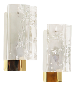 Wall Lamps in Brass and Glass by Doria Leuchten, 1970s, Set of 2