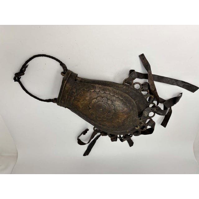 Antique West African Nupe Cast Bronze Ceremonial Purse with Leather Tassels For Sale In Palm Springs - Image 6 of 17